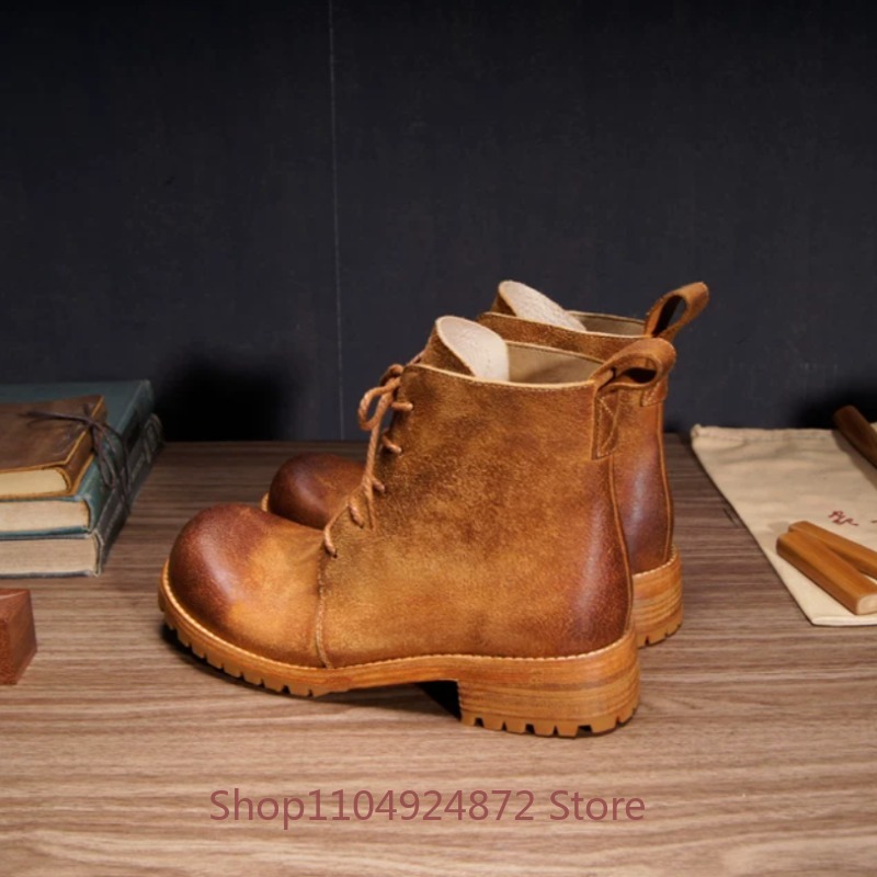 Leather Work Western - Botas de Deserto Retro Feitas à
