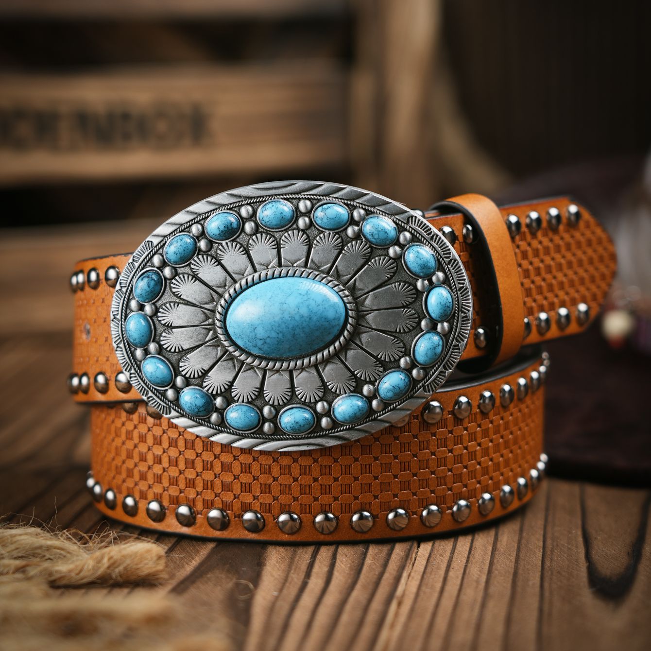 Leather Work Western - Cinto Casual Retro para Homens e