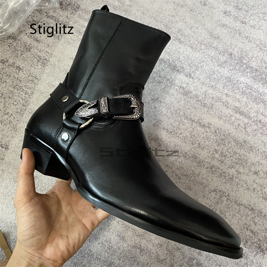 Leather Work Western - Botas de Cano Curto Masculinas Pretas