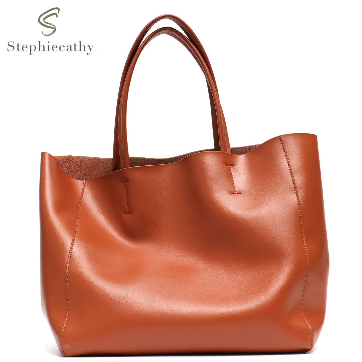 Leather Work Handbags - Bolsa tote grande minimalista feminina, bolsa