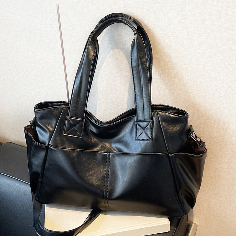 Leather Work Handbags - Bolsa de mão feminina retrô de