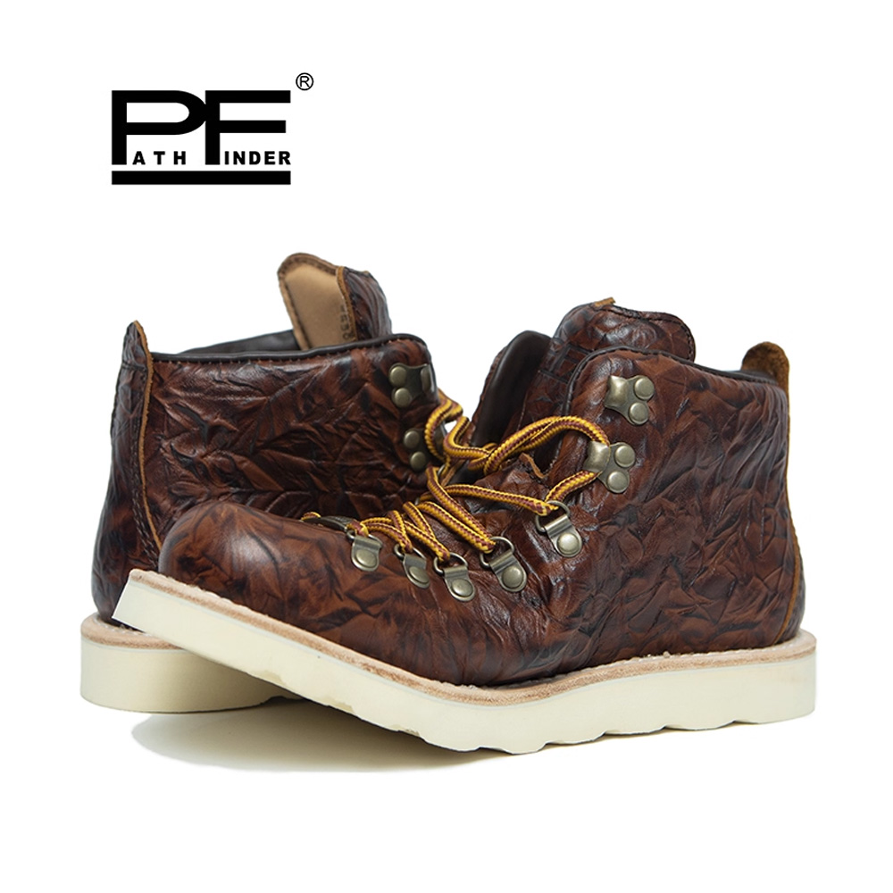 Leather Work Western - Pf moda masculina botas de couro