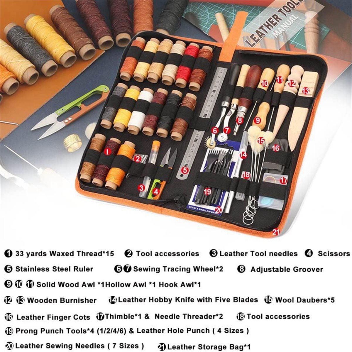Beginner Leatherwork Kit - Kit de Ferramentas para Trabalho em