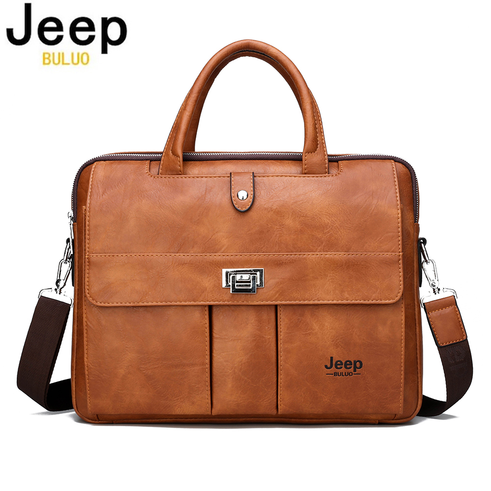 Leather Work Handbags - Bolsa de Couro Masculina Jeep Buluo