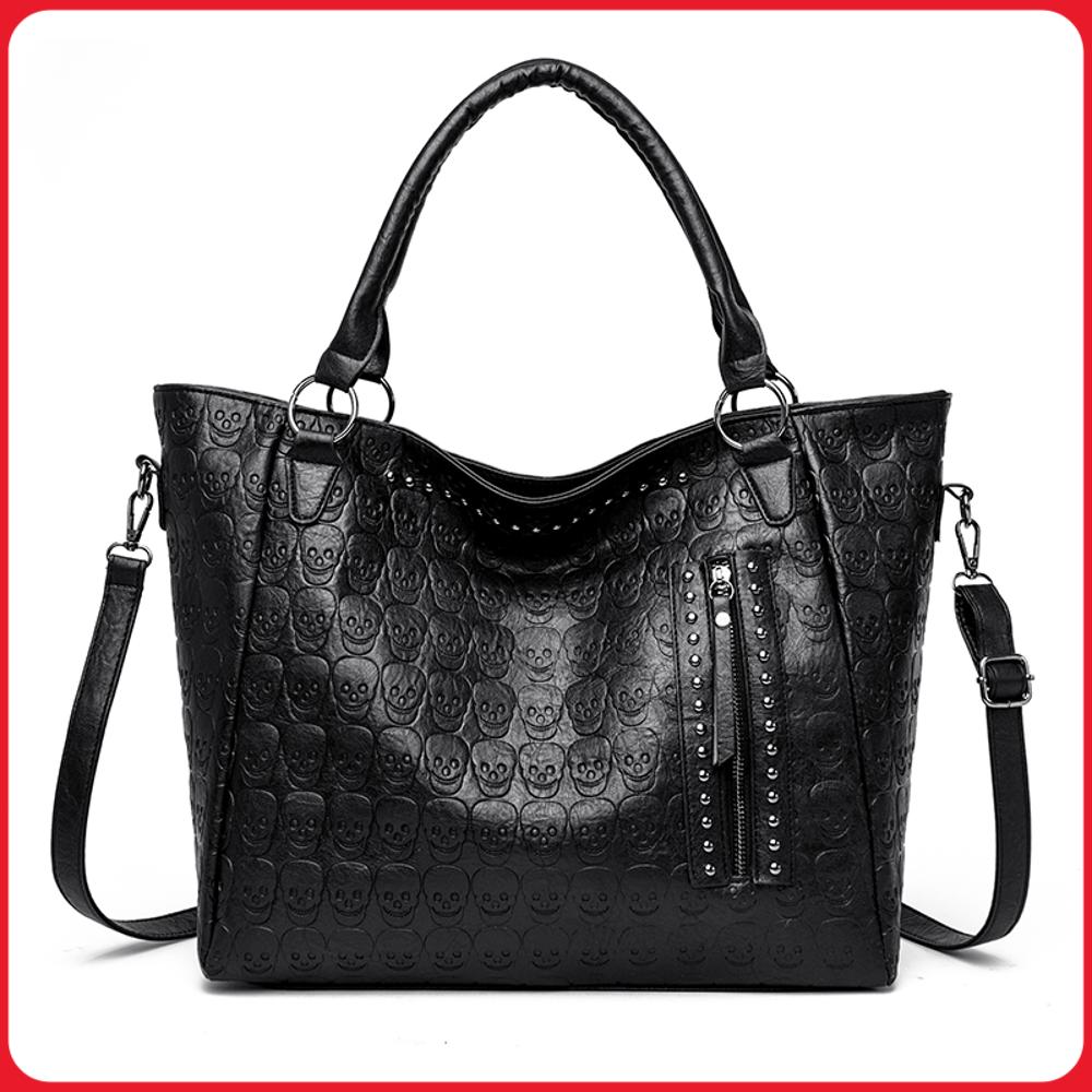 Leather Work Handbags - Bolsa Transversal Punk com Estampa de
