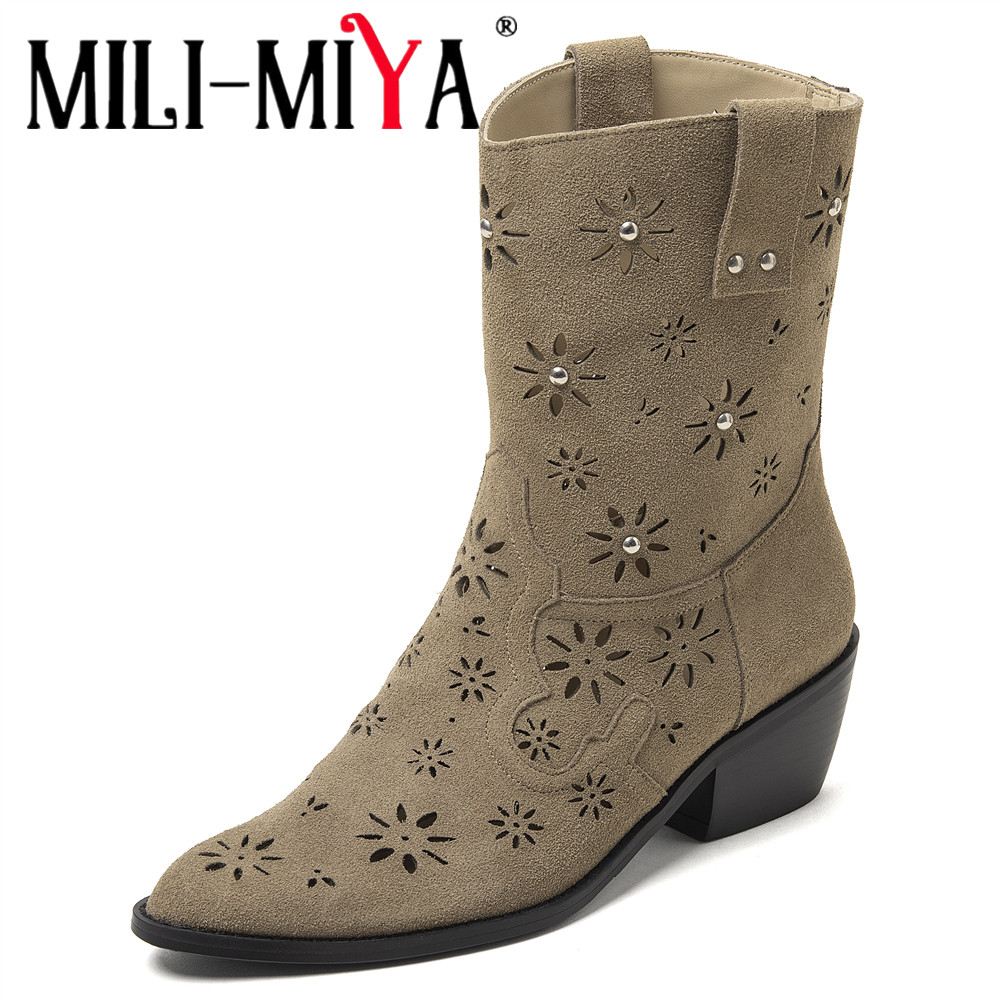 Leather Work Western - MILI-MIYA 2026 Botas Femininas Western Cowboy