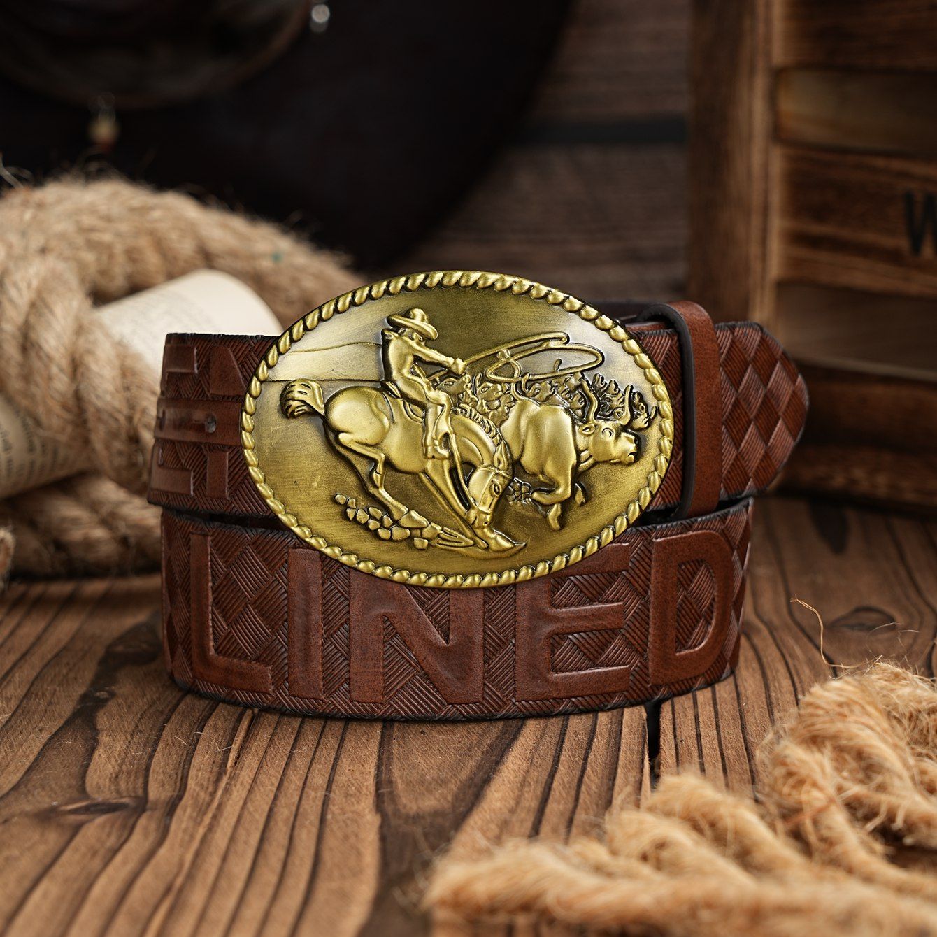 Cinto Casual Retro para Homens - Leather Work Western avaliação e preço