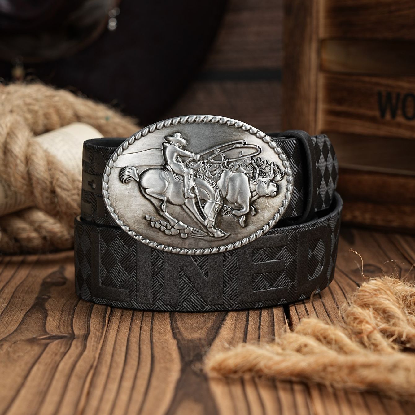 Cinto Casual Retro para Homens - Leather Work Western avaliação e preço