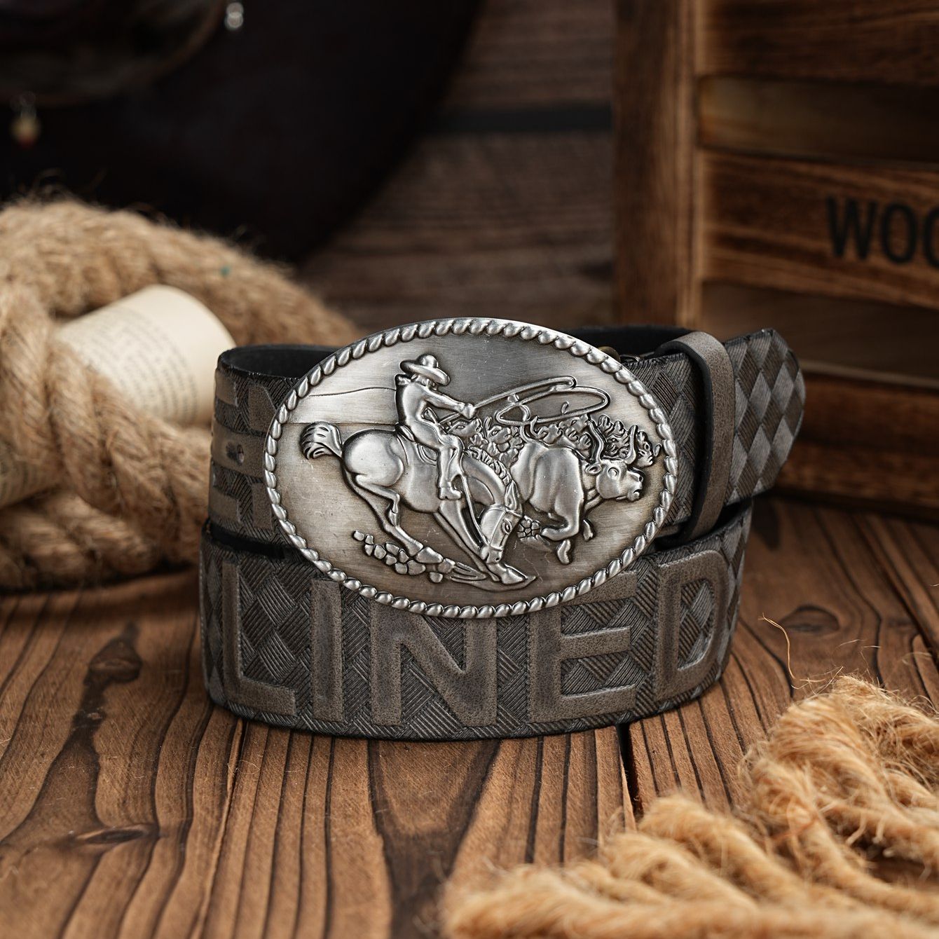 Cinto Casual Retro para Homens - Leather Work Western avaliação e preço