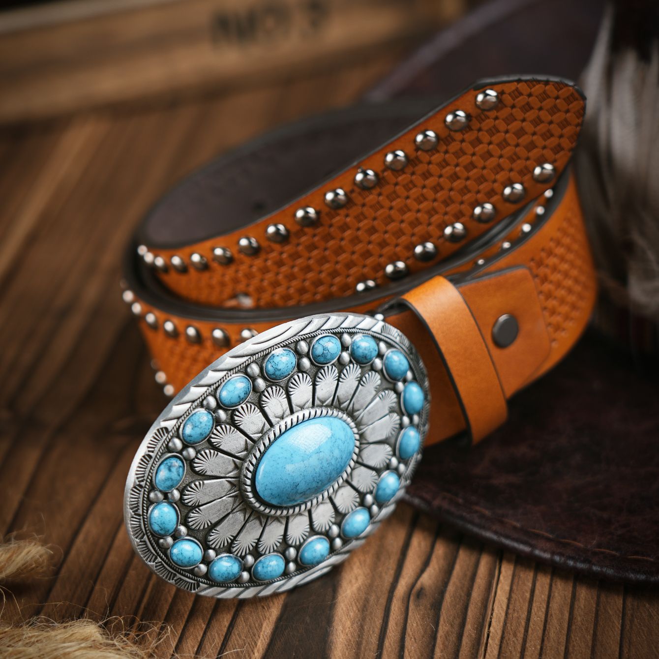 Cinto Casual Retro para Homens - Leather Work Western avaliação e preço