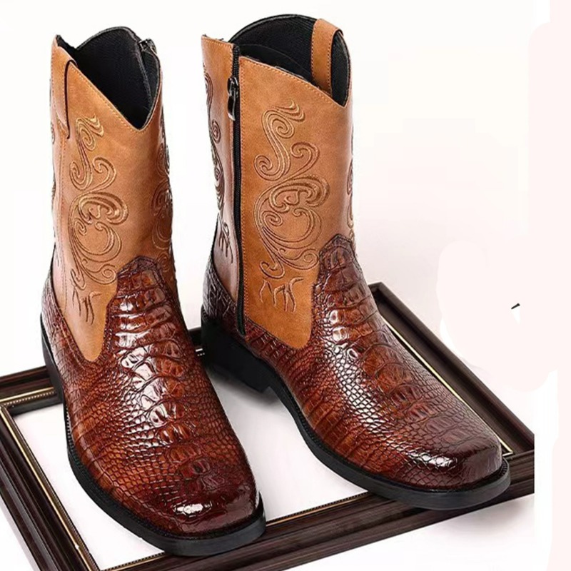 Botas masculinas bordadas retr - Leather Work Western avaliação e preço