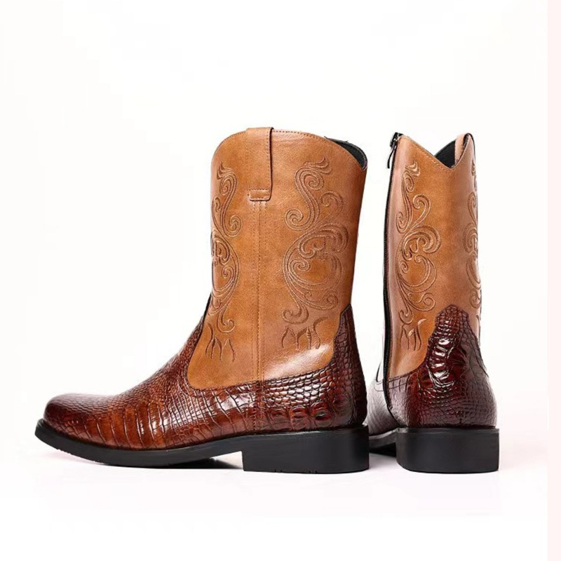 Botas masculinas bordadas retr - Leather Work Western avaliação e preço